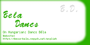 bela dancs business card