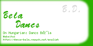 bela dancs business card